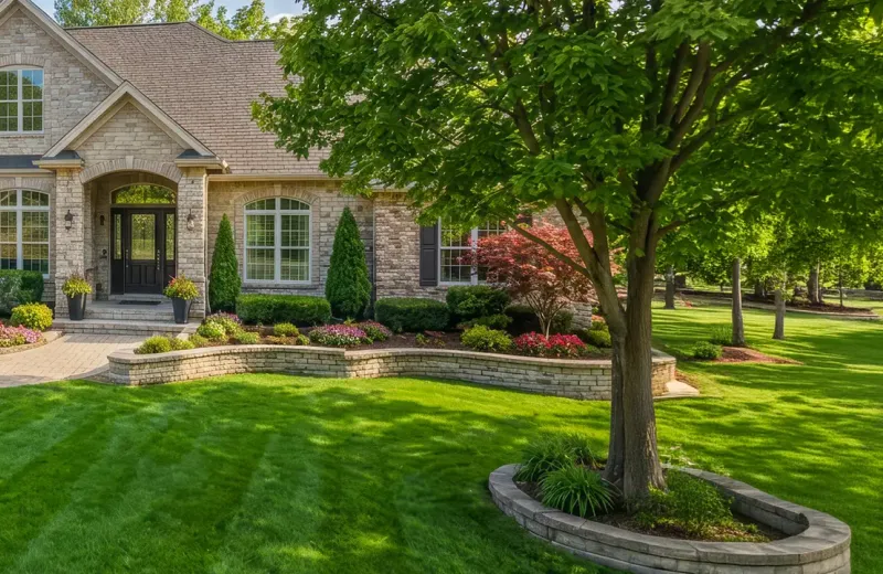 house with nice front lawn
